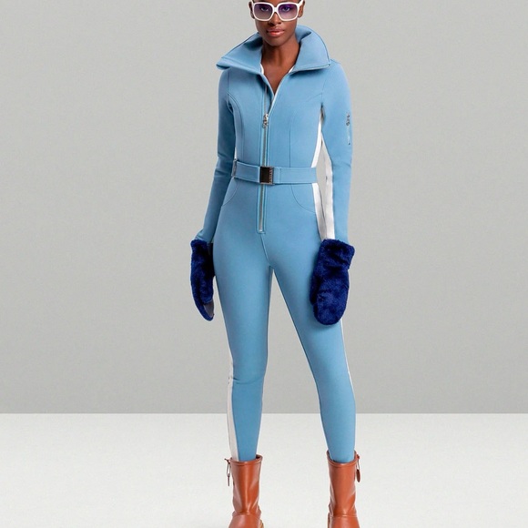 SOLD CORDOVA Striped Ski Suit - Picture 1 of 6